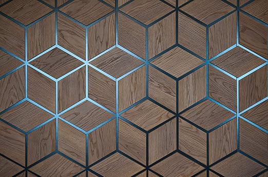 DWELLSINDIA 3D Wood Geometric Pattern Self Adhesive Wallpaper Waterproof, Scratch Resistant, Laminated (41cmx244cm, Brown)