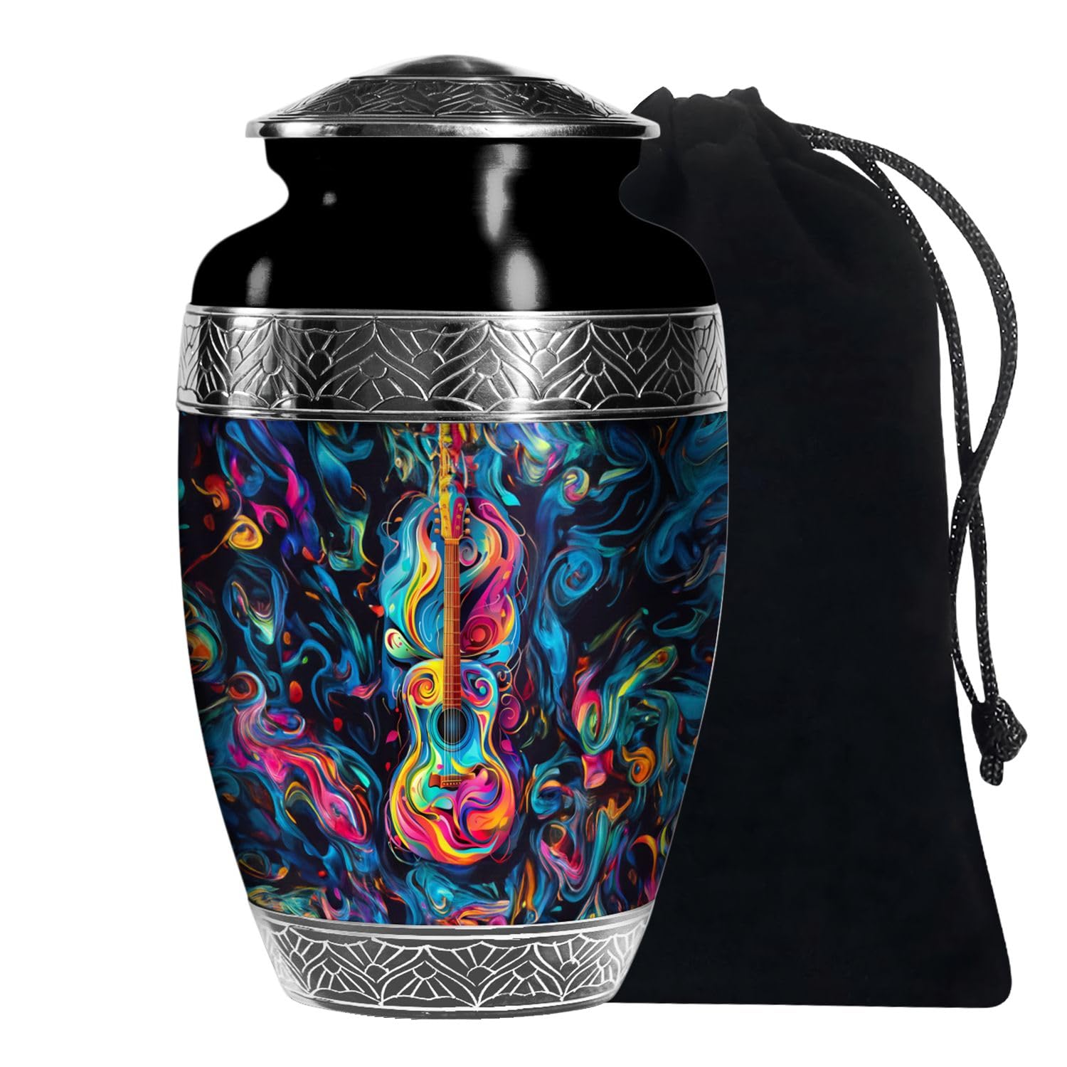 Guitar urn, urns for Human Ashes, Cremation urn Human Ashes, Large urn for Ashes for Women, Metal Decorative urns for Dad (Size -10 Inch), urn for Ashes Adult Male, Funeral urns for Ashes