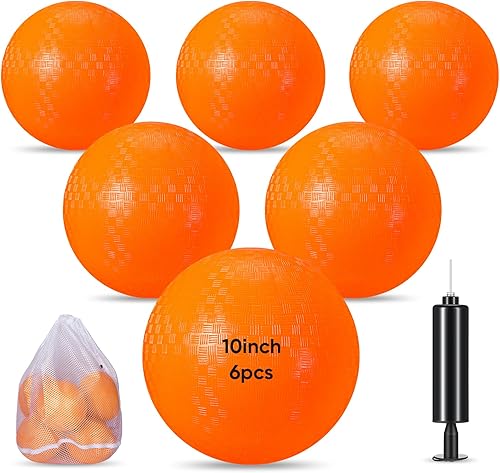 Miniatura 1 de Hanaive 6 pelotas inflables de goma de 10 pulgadas con bomba y bolsa de almacenamiento, Kickball hinchable para adultos, deportes al aire libre
