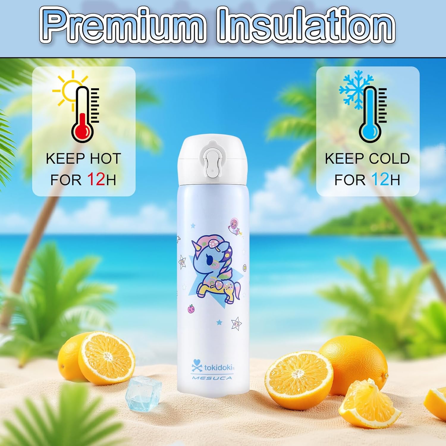 Tokidoki Unicorno insulated water bottle Stainless Steel Water Bottle 16oz Vacuum Sealed Thermal Cup with Leak Proof Flip Lid, Double Wall Tumbler for Hot & Cold Drinks, Unicorno Design - Image 7