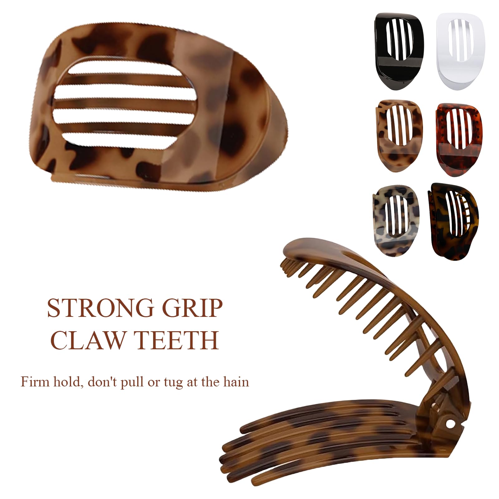 AYNKH 6 PCS Flat Hair Claw Clips for Women Fine Thick Hair Curved Design Duckbill Hair Clips for Women Flat Claw Clip Strong Hold for Lying Driving Hair Accessories for Womens and Girls - Image 4