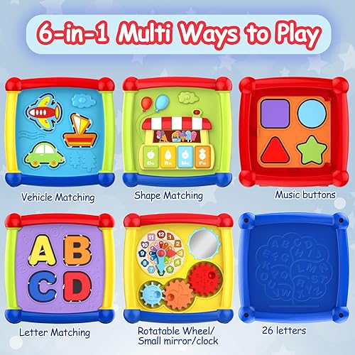 Miniatura 4 de Juguetes para bebés de 1 año para niños y niñas 6 en 1 de aprendizaje temprano Montessori, cubo de actividades, juguetes para bebés de 6 a 12 a 18
