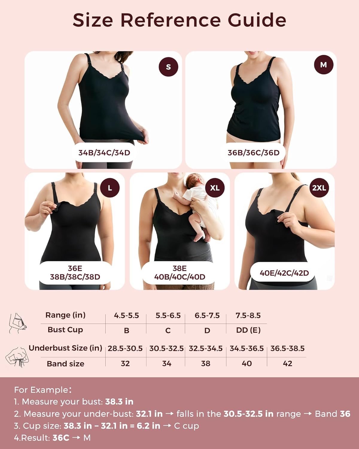 Momcozy Nursing Tank Tops for Breastfeeding, Seamless Nursing Cami with Built-in Bra, Adjustable Straps, Scalloped Design - Image 6