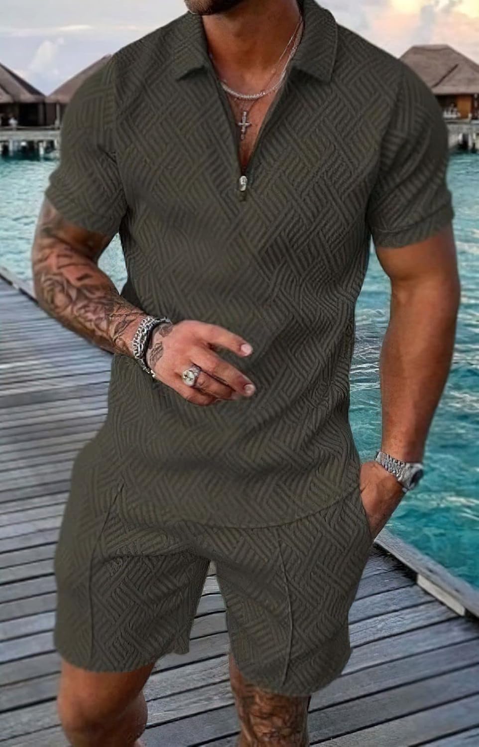 Miniatura 3 de Men's 2 Pieces Print Set Short Sleeve Shirt&Beach Short Summer Set for Men Casual Two-Piece Set Summer Pants Outfits