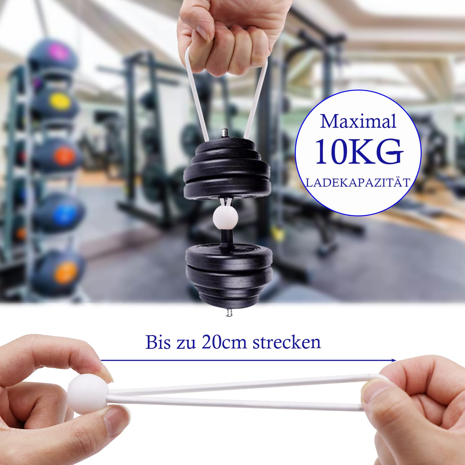 BIYIT Gumki napinające z kulką, napinacze do plandek, gumy, pętle do namiotu, banerów, 10 cm, białe, 25 szt