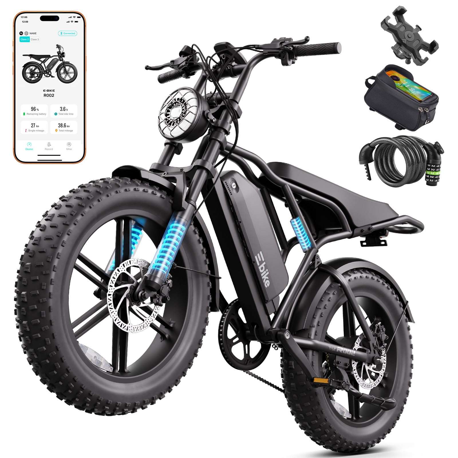Electric Bike for Adults with 48V 15Ah Removable Battery,Matte Black