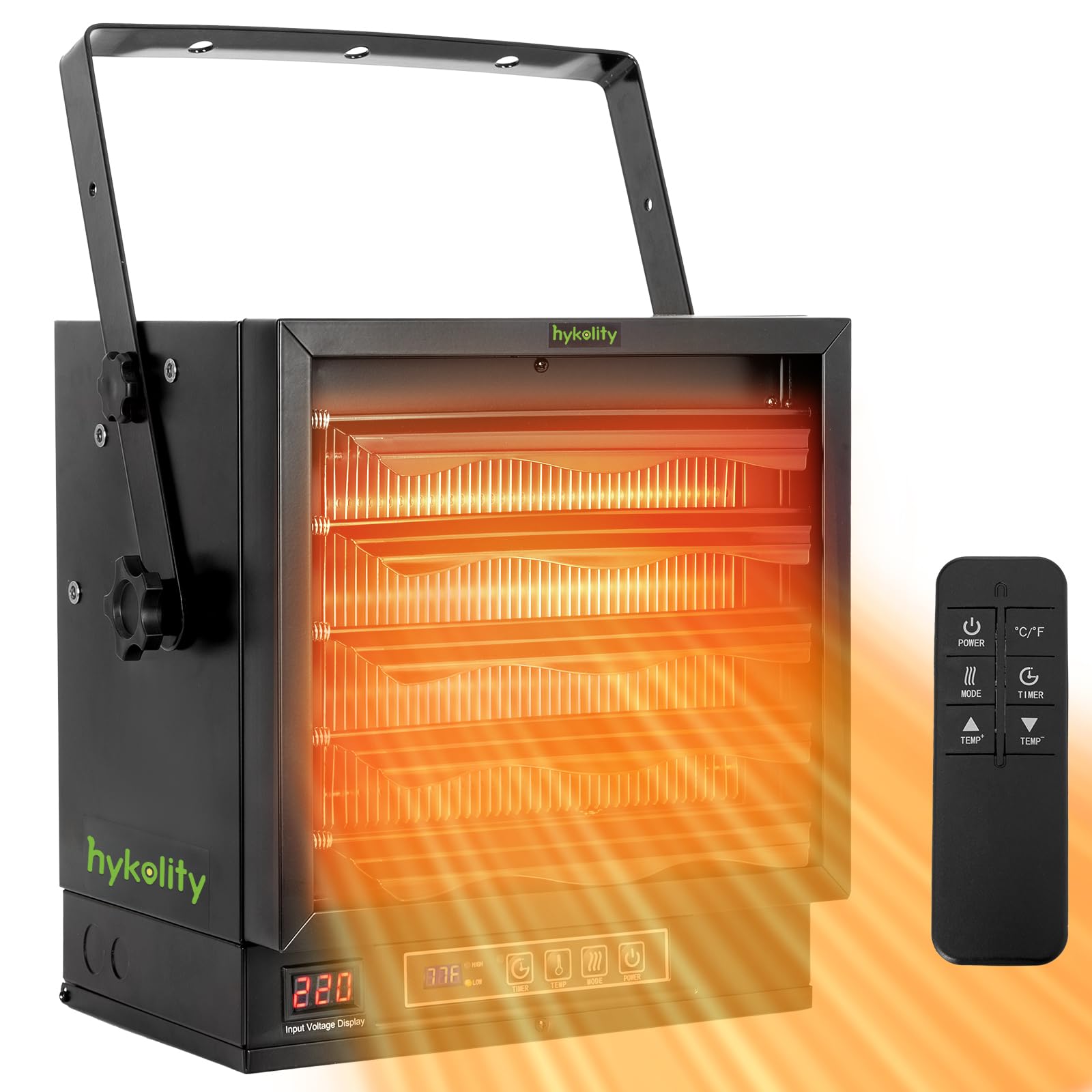 Hykolity 10,000W Electric Garage Heater, 240V Hardwired Fan-Forced Ceiling Mount Shop Heater with Remote, Industrial Heater with Thermostat & Timer for Workshop, Garage, ETL Listed