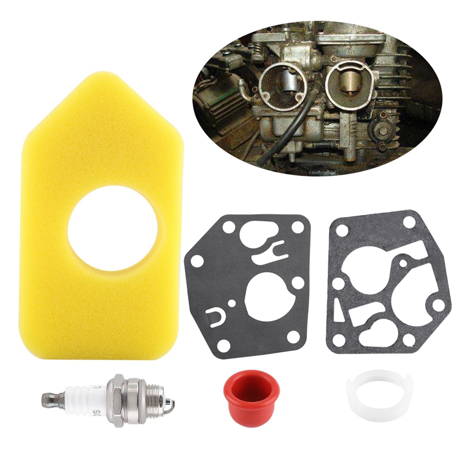Filtro a Membrana, Kit Membrana Carburatore Guarnizione Membrana Carburatore Filtro Aria Kit Candela Kit Carburatore per Molti Piccoli Motori Kit di Messa a Punto