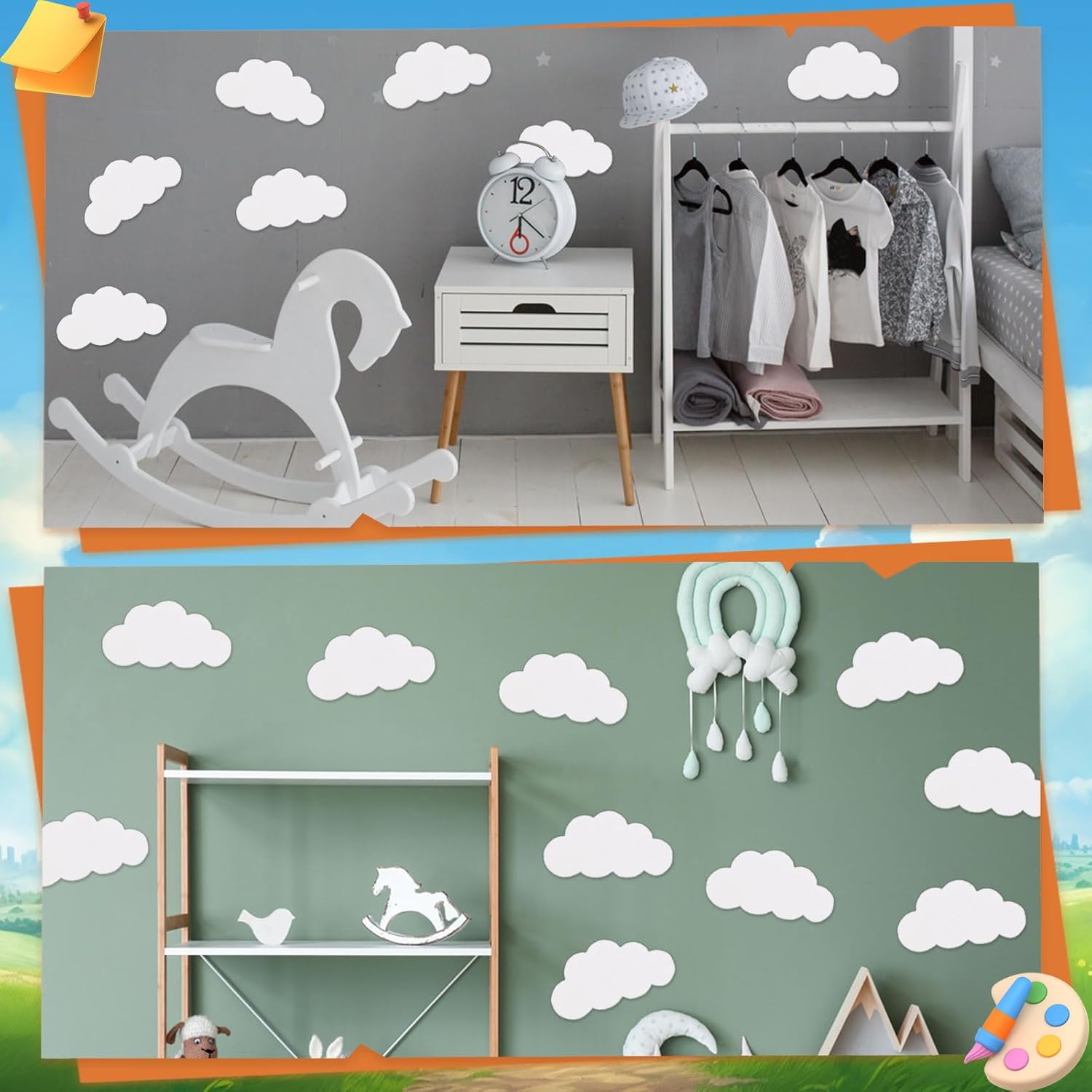 MixTeach 200 Pcs White Cloud Cutouts 4 Inch Paper Cloud Shapes Die Cut ...
