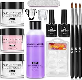 Yokilly Acrilico Para Uñas Profesional Set, Kit Polvo Acrilico Para Uñas | Kit Uñas Acrilicas con 15G Polvo Acrilico Blanc...