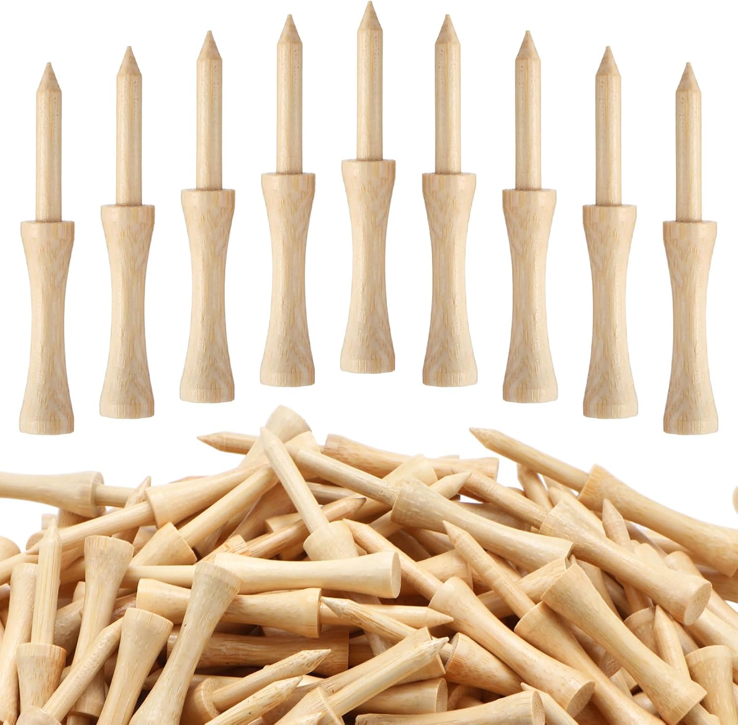 Vinsot 500 Pcs Step Down Golf Tees 2-3/4 Inch Bulk Wooden Bamboo Golf Tees for Men Women Indoor and Outdoor Practice Driving Range and Simulator Essential Accessories