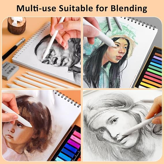6 Pcs Drawing Stumps - Blending Stumps and Tortillions Set, Art Blending Set, Blending Stubs Blending Sticks for Art Drawing Artist DIY