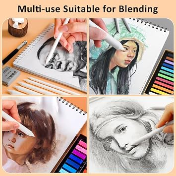 6 Pcs Drawing Stumps - Blending Stumps and Tortillions Set, Art Blending Set, Blending Stubs Blending Sticks for Art Drawing Artist DIY