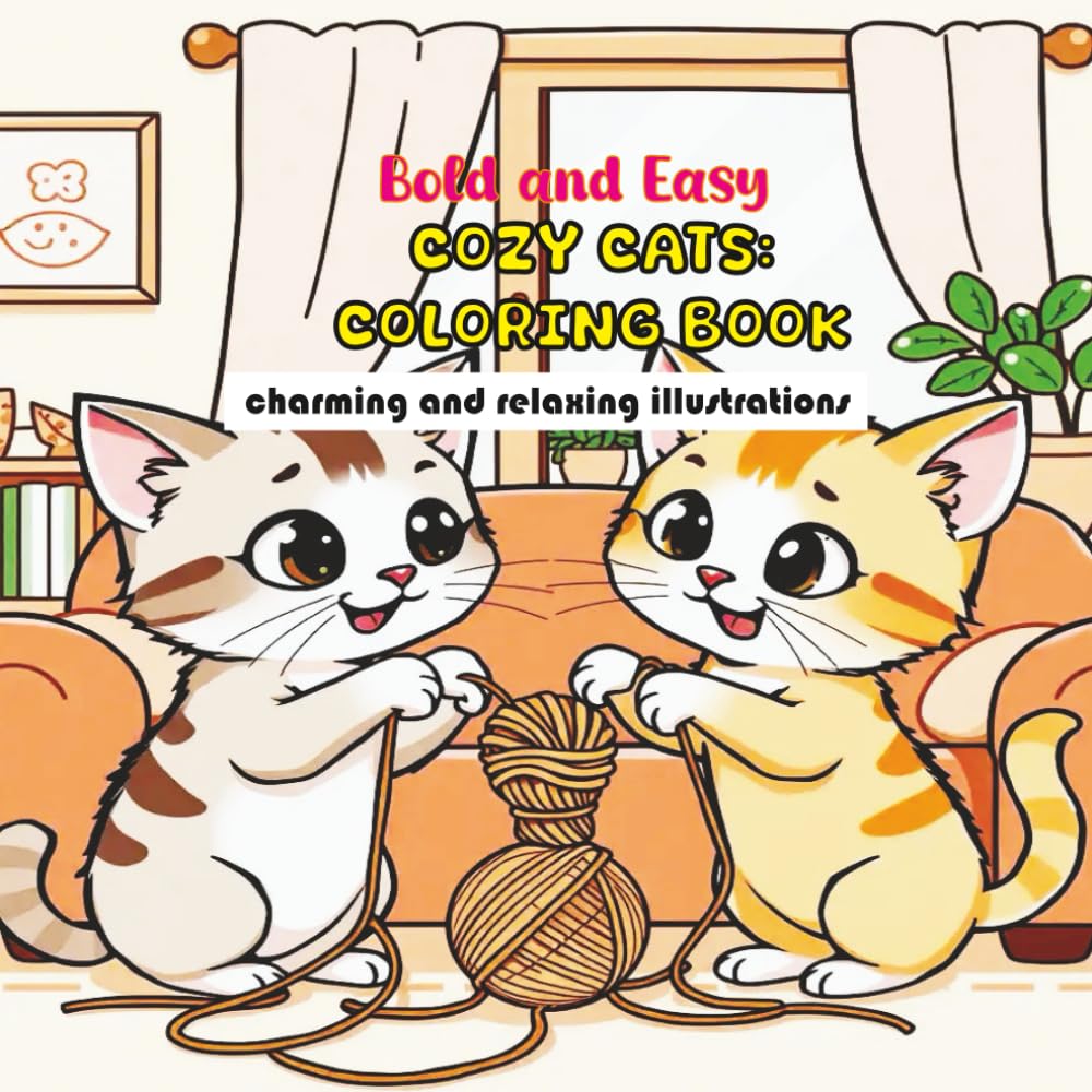 Cozy Cats: A Coloring Book for Relaxation and Fun.Adorable Kittens, Purrfect for Stress Relief, Seniors, Beginners, and Adults.: Bold and Easy Coloring Book