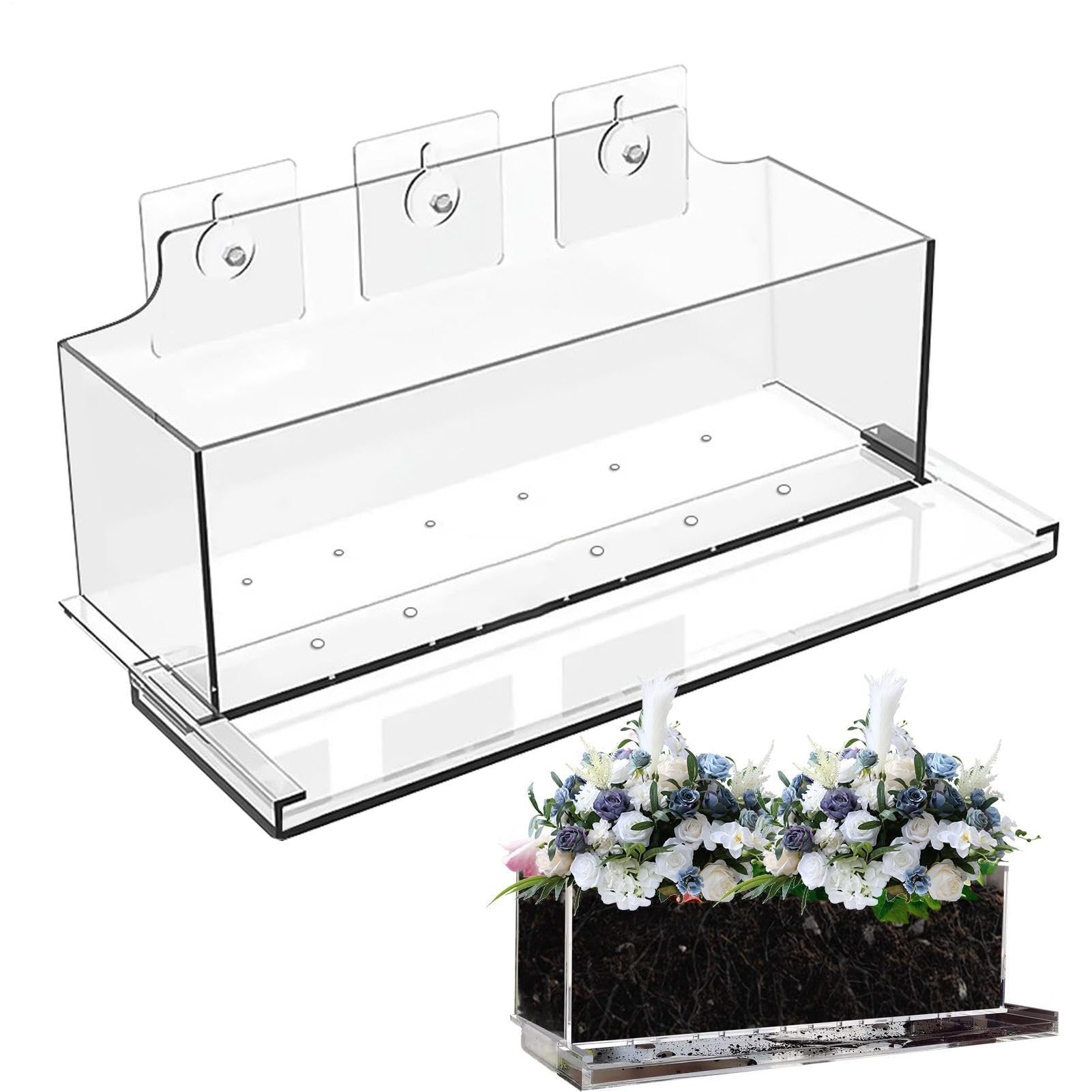 Jardinière transparente à ventouses pour fenêtres et fleurs de balcon