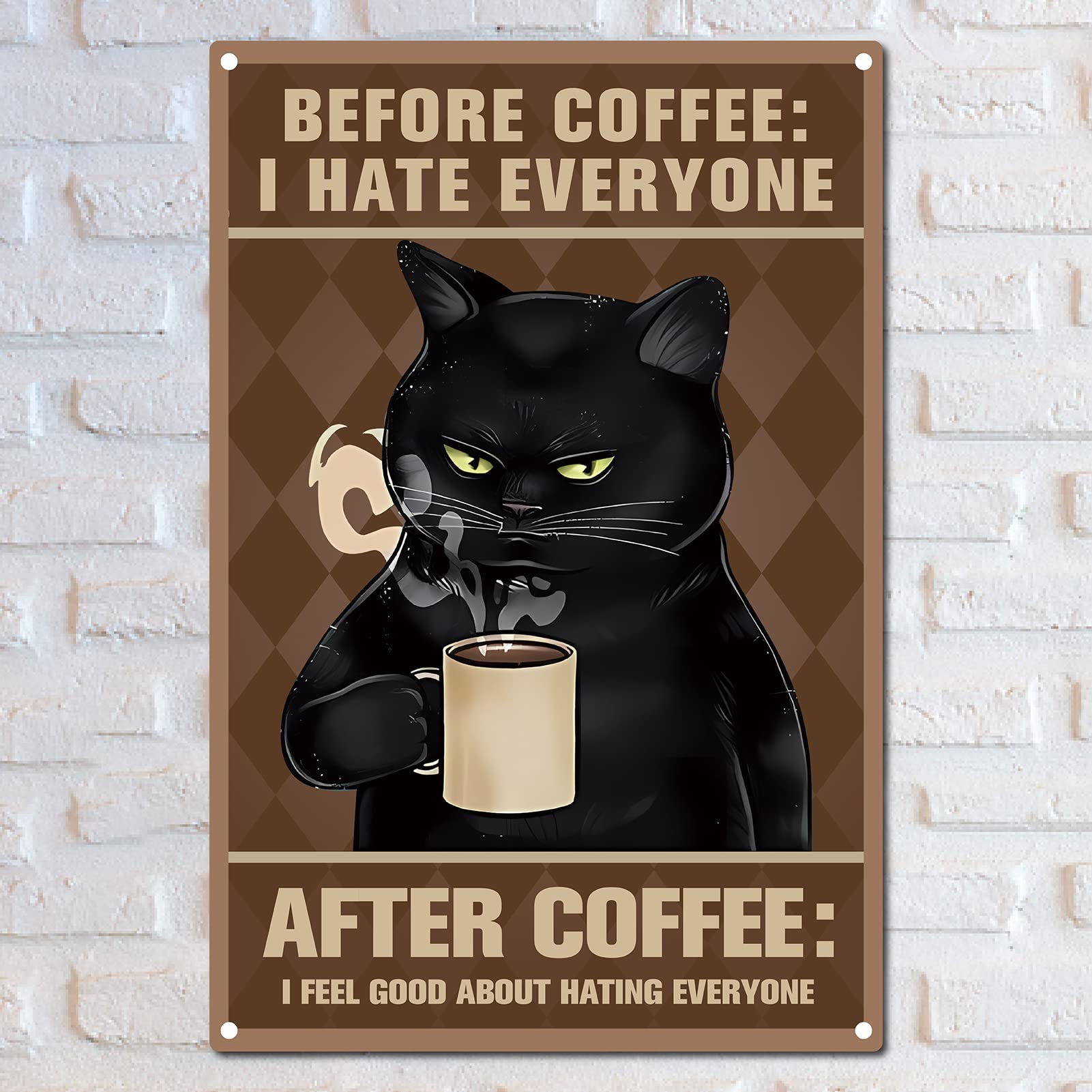 Grappige Zwarte Kat Koffie Citaat Metalen Tin Teken Muur Kunst Decor Retro Koffie Omdat Moord Is Verkeerd Teken Voor Thuis Keuken Decor Geschenken