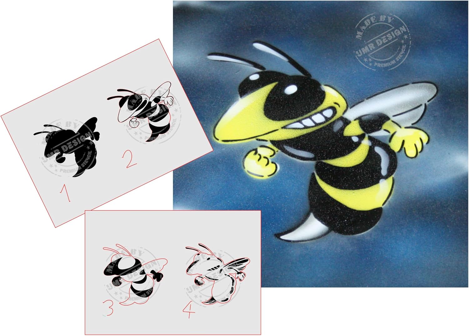 AS-018 Biene Step by Step Airbrushschablone Size XL