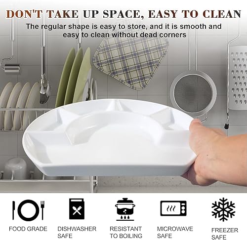 Miniatura 4 de Cinf Compartimento dividido Plato de cerámica Platos de salsa Platos para servir Platillos Tazón Cuenco en forma de cuadrante Cena Ensalada Bandeja