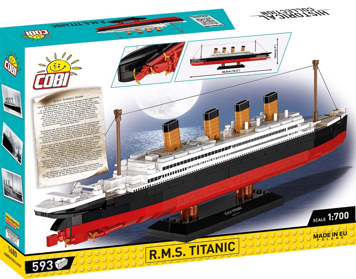 COBI Historical Collection R.M.S. Titanic 1:700 Scale Building Set, 593 Pieces
