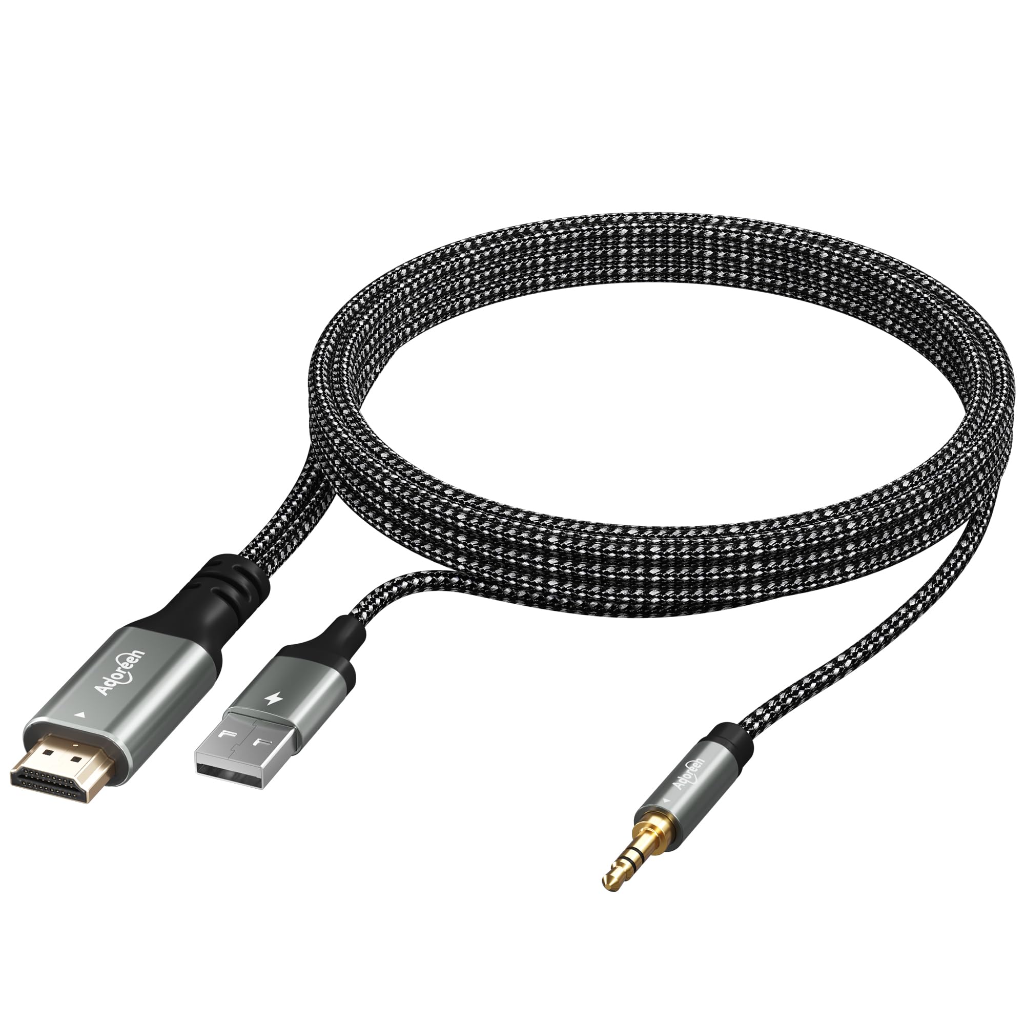 Photo 1 of 192KHz Unidirectional HDMI ARC/eARC to 3.5mm AUX Audio Extractor Splitter Converter Cable 4 Ft, USB Powered Stereo Adapter for TV to Home Theater Systems Amplifier Old Speaker -Plug & Play