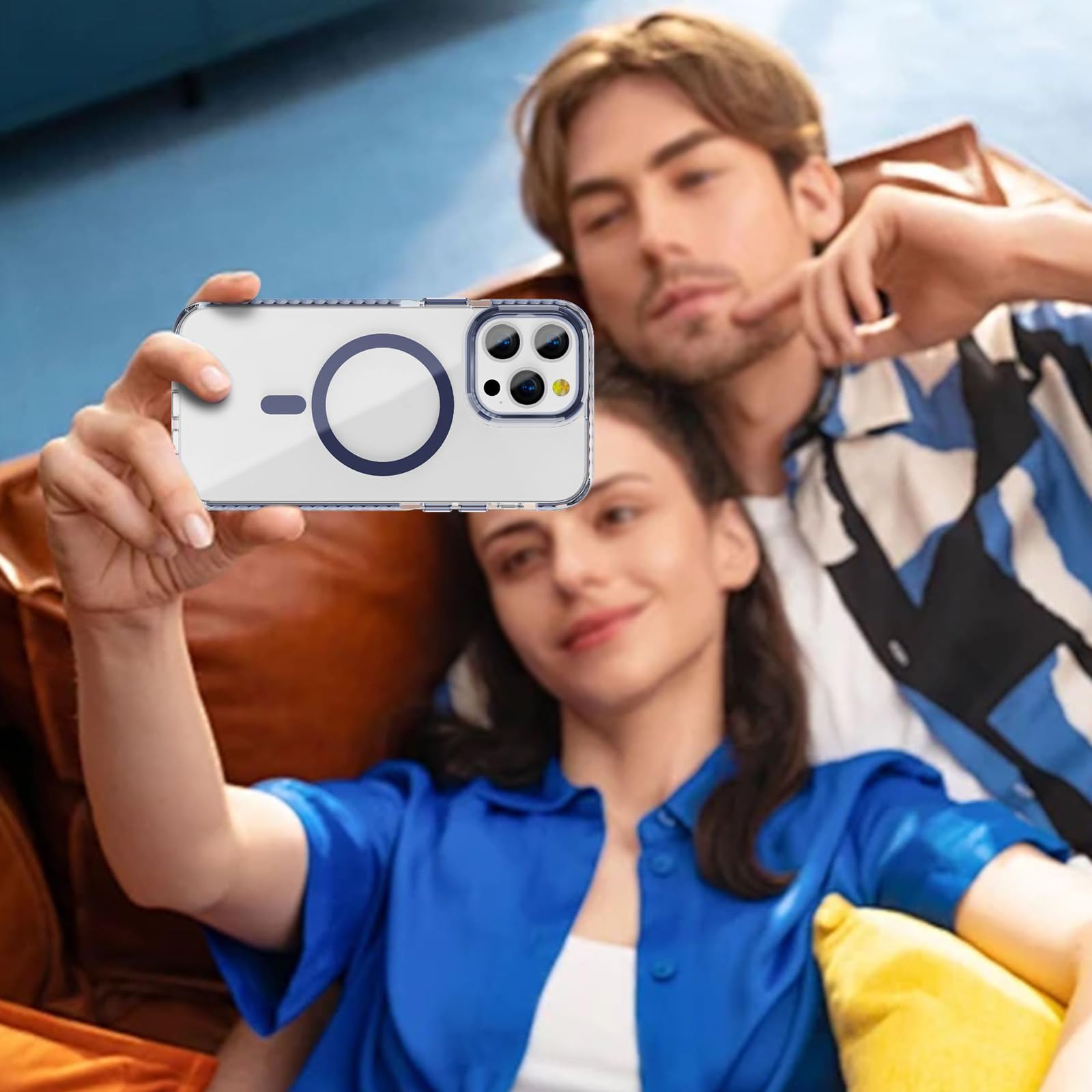 Magnetische Hülle für iPhone 16 Pro Max/16 Pro/16 Plus/16, PC Stoßfeste Handyhülle Support Kabelloses Laden rutschfest Schutzhülle,Schwarz,16