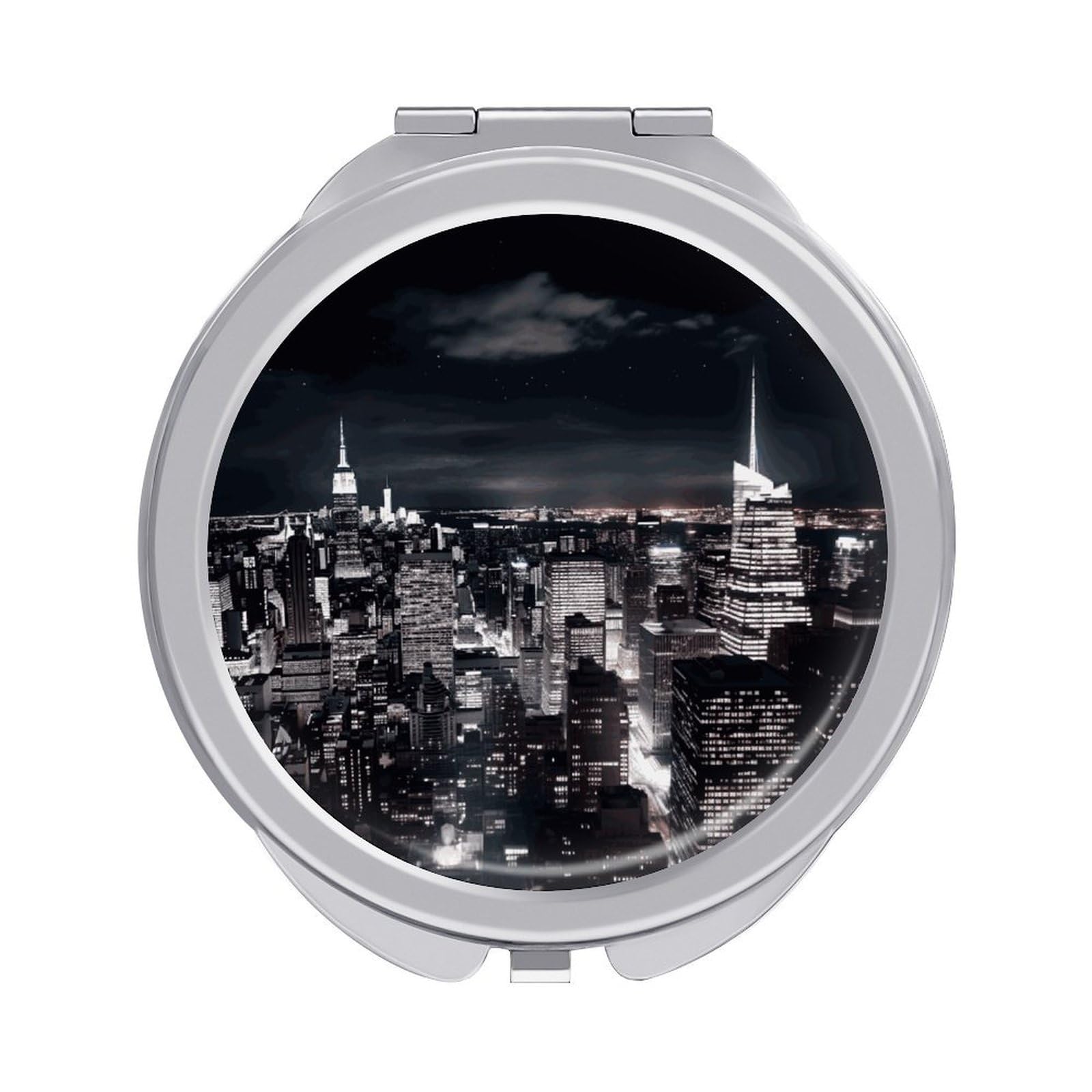 Fekiloot Style New York Night Sky Travel Makeup Mirror Handheld Compact Mirror Portable Pocket Mirror Double-Sided 1X/2X Magnifying For Handbag And Purses
