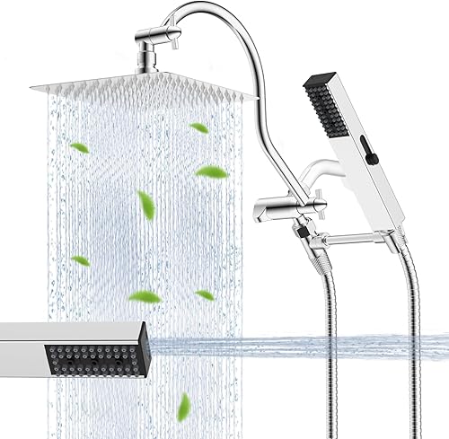 Miniatura 15 de Hibbent All Metal - Combo de Cabezal de Ducha de Lluvia Filtrado de 10 pulgadas, Varita de Ducha de Mano de Alta Presión, Brazo de Extensión Acabado