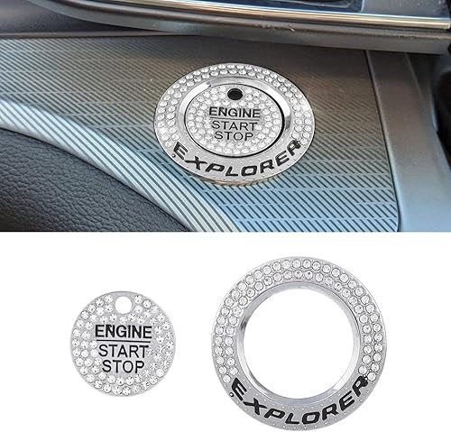 PIFOOG Bling Explorer - Accesorios para Ford 2020-2023 ST XLT Limited Platinum Push Start Stop Button Cover Calcomanías Decoración Interior de