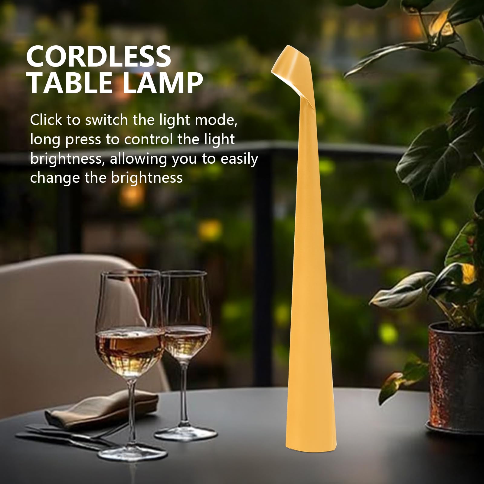 Lampes de table sans fil rechargeable à batterie rechargeable, lampes de bureau LED lampes tactiles portables d'extérieur, lampe portable sans fil (jaune)