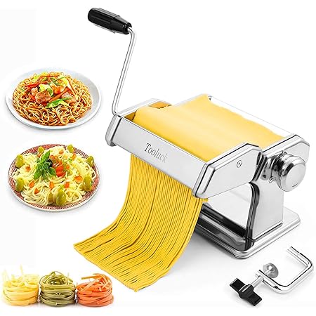 Nudelmaschine, Tooluck Nudelmaschine Manuell Pasta Maschine Mit 2 In 1 Teigschneider Und 7 Einstellbare Dicke Einstellung FüR Hausgemachte Pasta, Spaghetti, Fettuccini, Beste KüChe Geschenk-Set