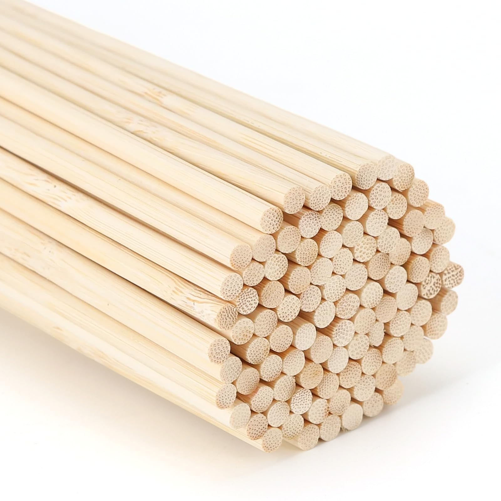 100 pcs Natural Wooden Dowels 5mm x 25cm, Bamboo Wooden Sticks for Craft Round Unfinished Wood Dowel Rods, Dowling Rods for Craft, Hard Wood Sticks for Woodcraft, Art Projects, Decorations, DIY