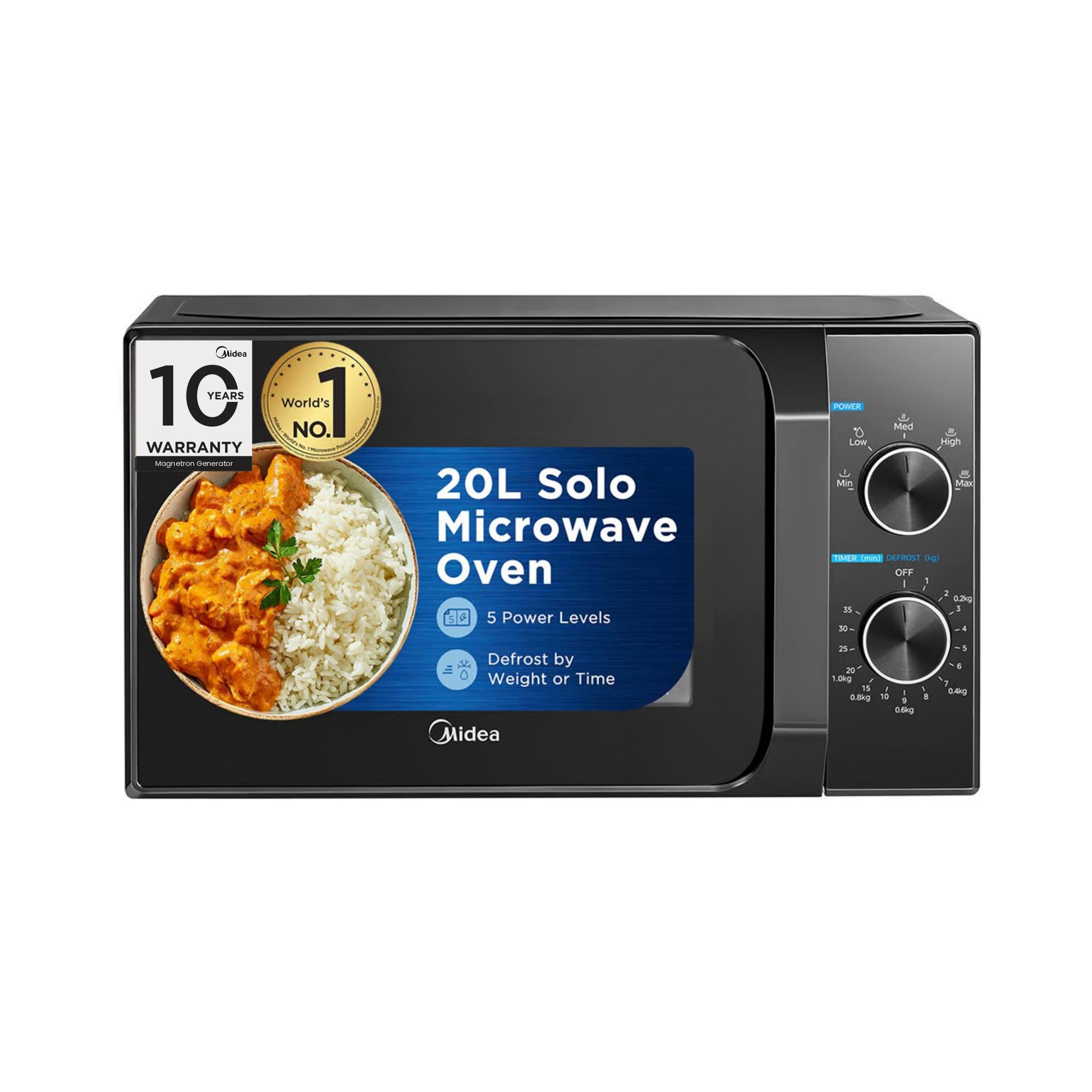 Midea 20L Solo Microwave Oven (MMO20CXAMMPEBK, Black, 5 power levels & Defrost function)-picture-27