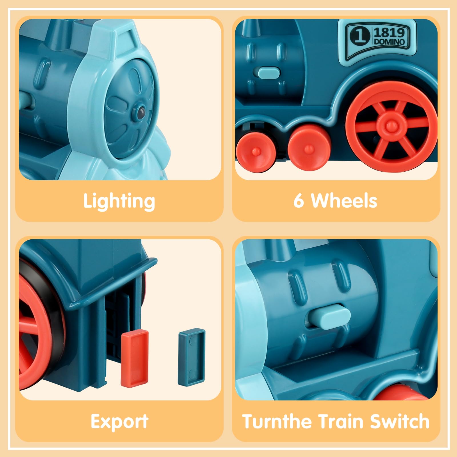 Train Électrique Automatique Domino - Ensemble de 200 Blocs de Construction pour Enfants avec Son