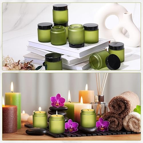 Miniatura 5 de Norme 24 tarros de vidrio de 4 onzas con tapas, a prueba de fugas, redondos, herméticos, vacíos, con forro interior, tapa para almacenar lociones,