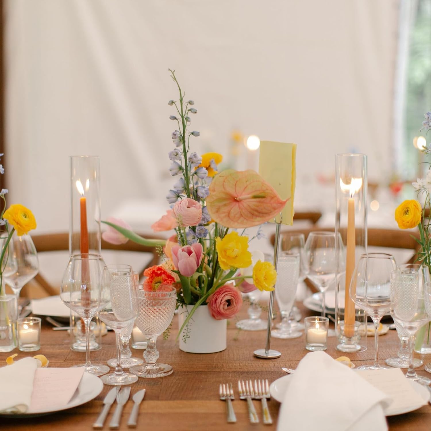 Hurricane Glass Candle Holders, Set of 4 Candlestick Holders for Taper Candle with 11.8" Tall Windproof Cylinder Covers Candle Stand Bulk for Table Centerpieces on Wedding Birthday Housewarming Decor - Image 2