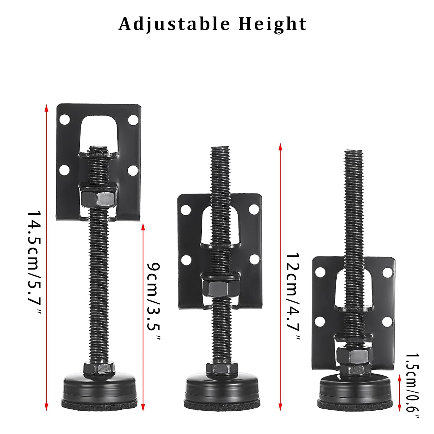 IGNPION Heavy Duty Adjustable Furniture Leveler Feet 8pcs M10 Furniture Leveling Legs for Tables, Shelving Units, Cabinets, Workbench(Up to 8cm) Black - Image 4