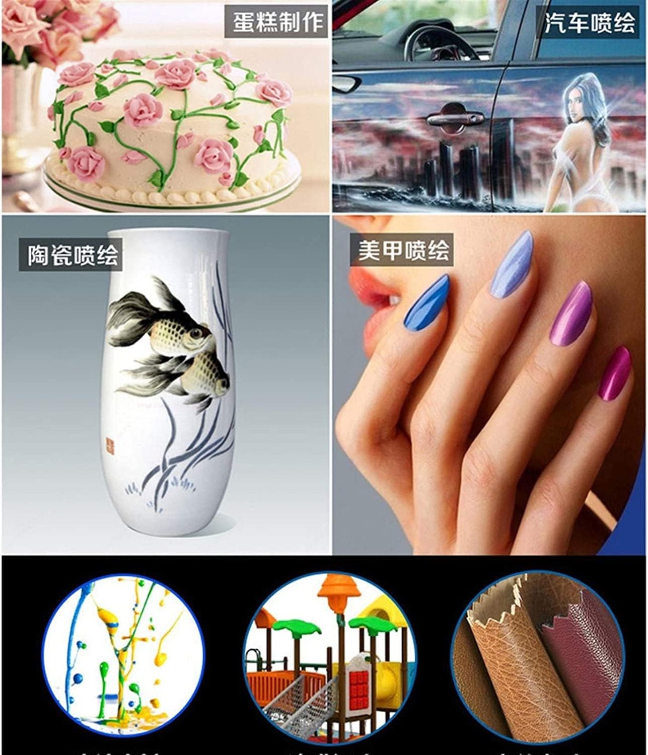 Airbrush Kit Airbrush Gravity Feed Double Action Airbrush for Cake Tattoo Nail 20cc 40cc Feeding Pot for Nail Art, Makeup, Painting, and Cake Decorati(0.5mm)