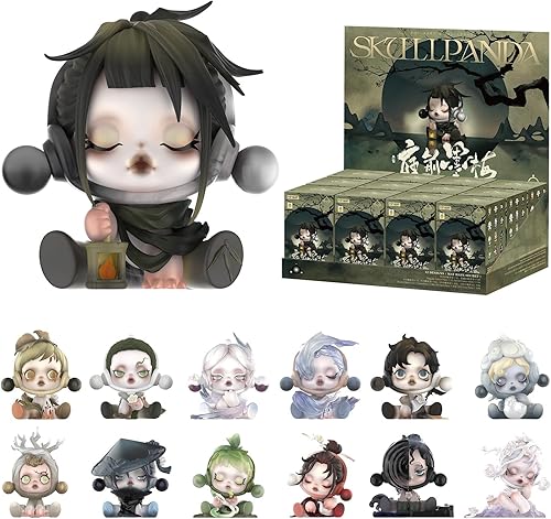 POP MART SKULLPANDA - Figuras de la serie The Ink Plum Blossom, 12 figuras de caja ciega de SKULLPANDA, figuras de acción de diseño aleatorio,