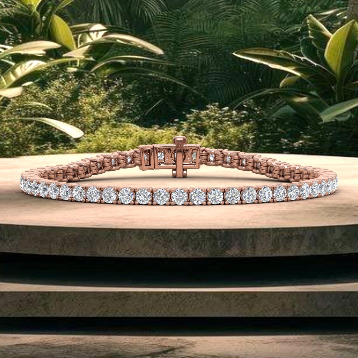 5.15 to 5.9 Carat Natural Diamond Box Chain Tennis Bracelet for Women in 14K Gold (7 to 8 inch)