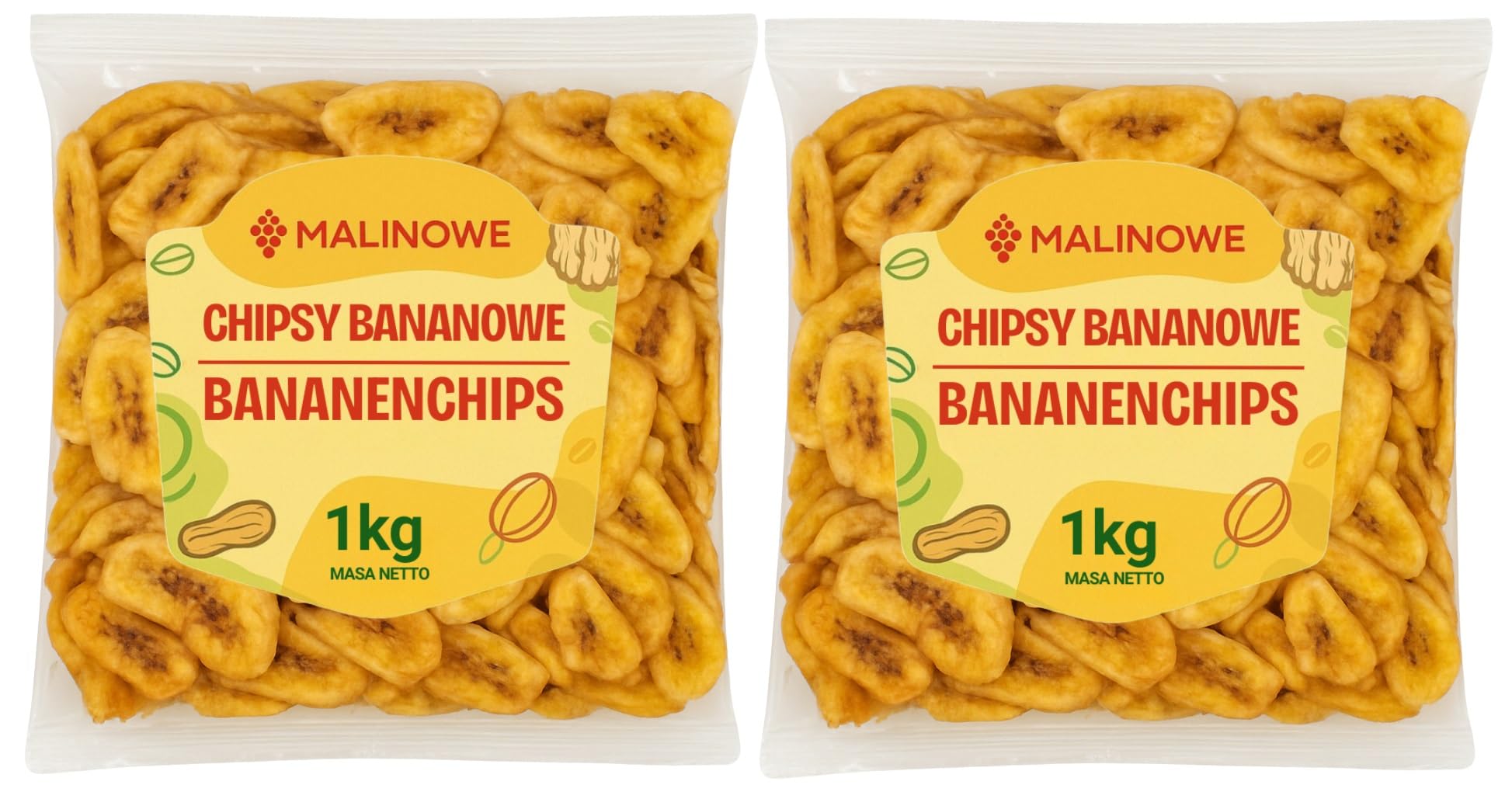Malinowe CHIPSY BANANOWE 2x1kg Zestaw Zdrowe Wysoka Jakość