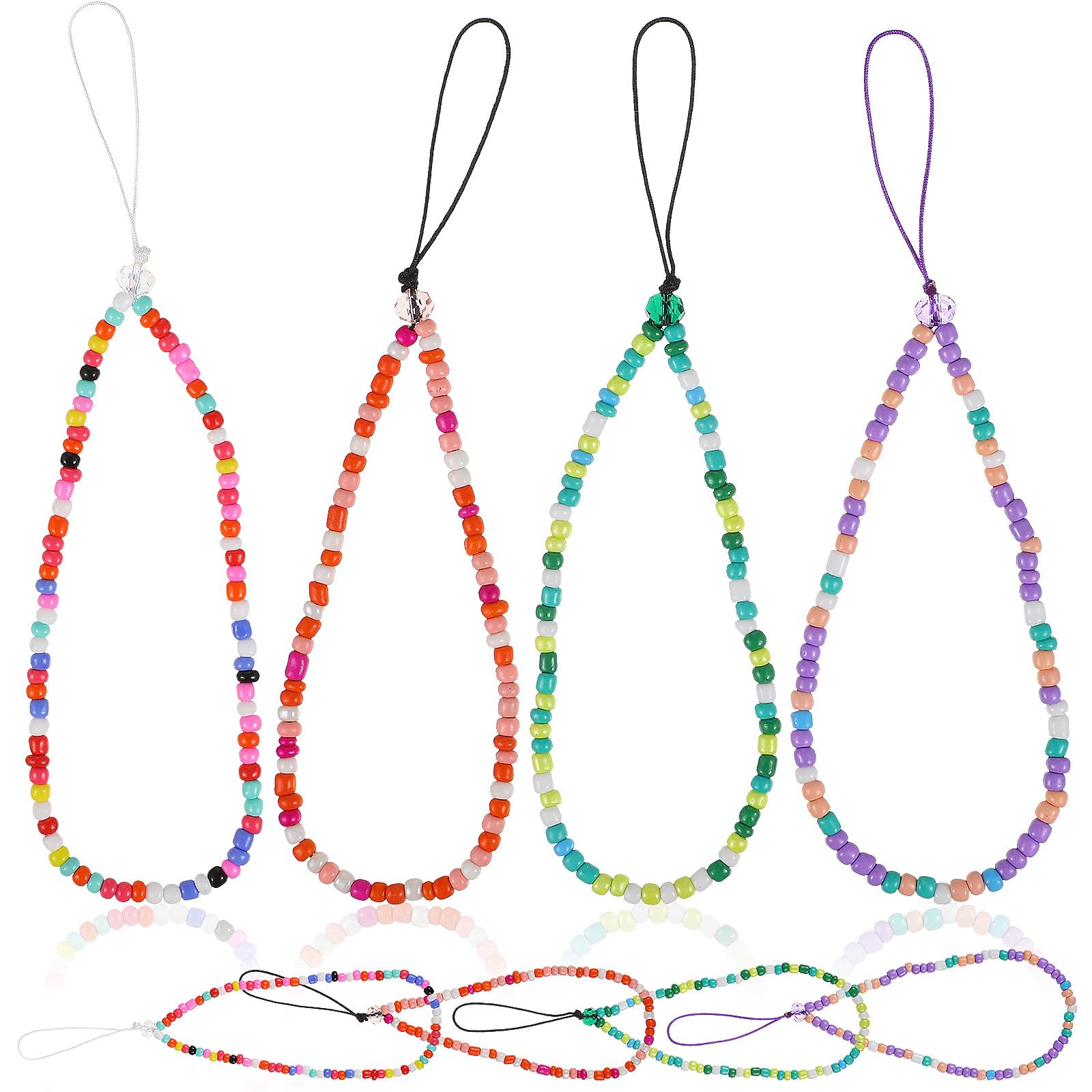 8pcs Colorful Bohemian Beaded Phone Wrist Straps Hanging Rope for Phone Decoration Mobile Lanyard with Mixed Colors for Accessories