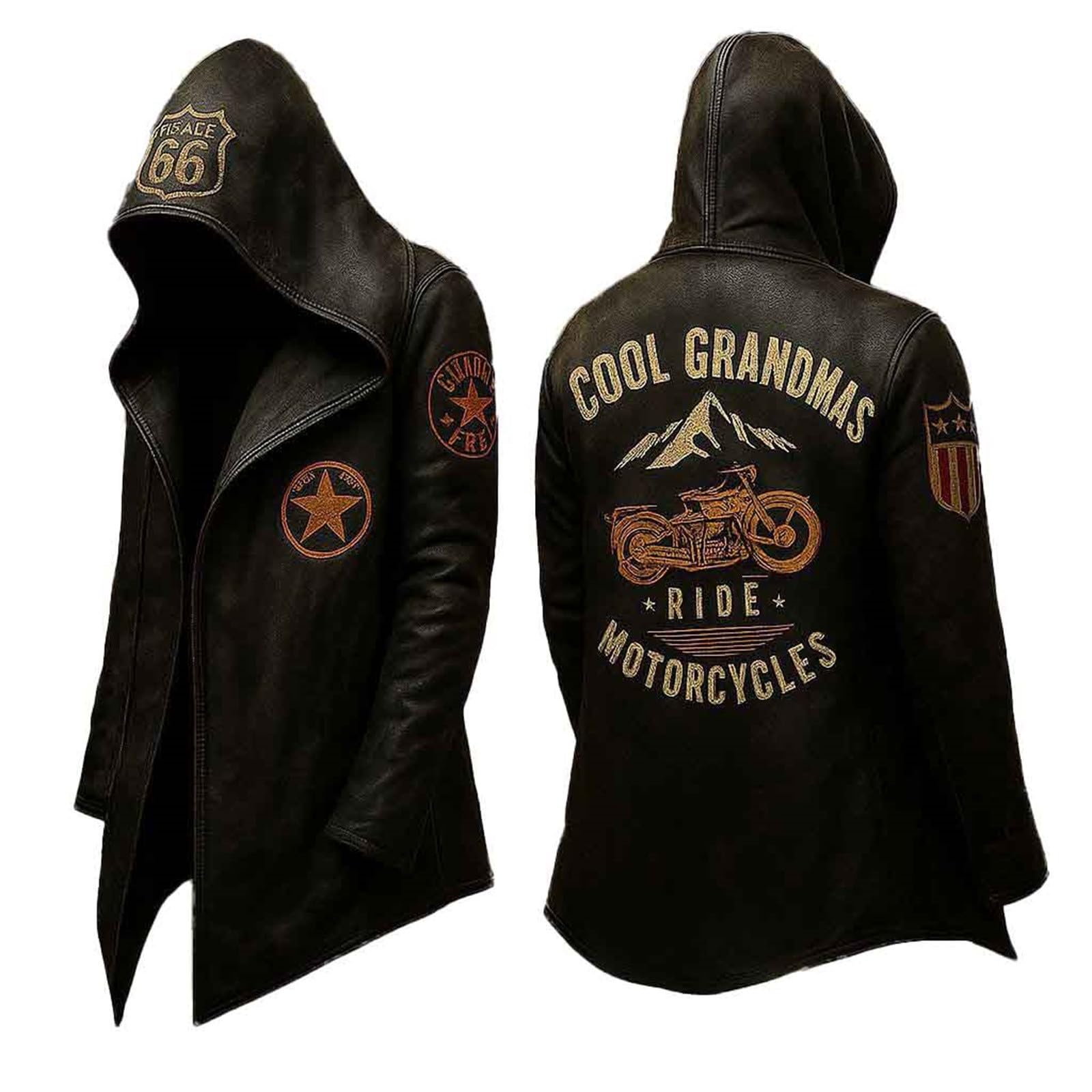 Manteau Homme Hiver Style Viking – Trench Coat Long à Capuche, Zip, Coupe Décontractée Streetwear
