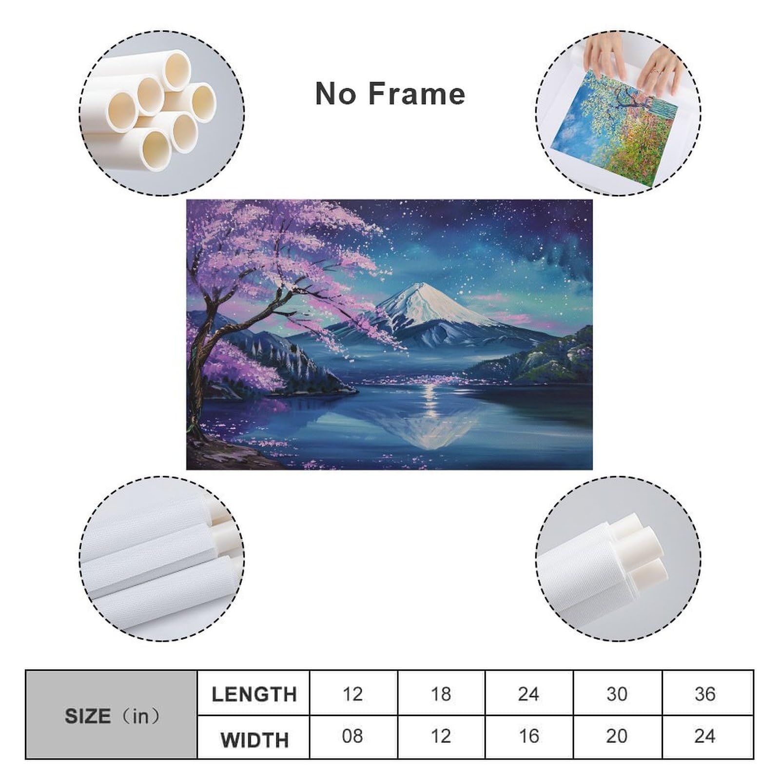 Amazon.co.jp: 絵画 富士山の星空と満開の桜 アートパネル ポスター