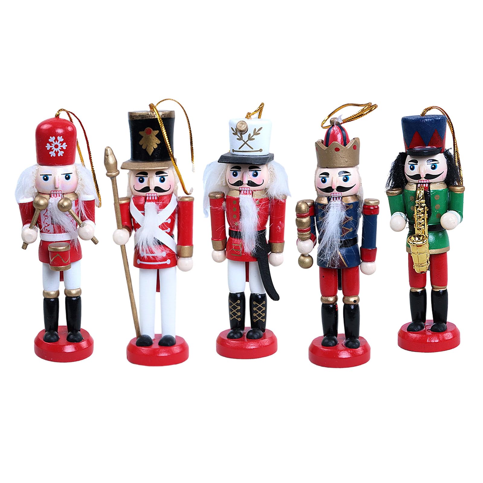 Kalttoy Christmas Ornaments Set, Wooden Christmas Figures Nutcrackers Soldier for Deco Tree Ornaments