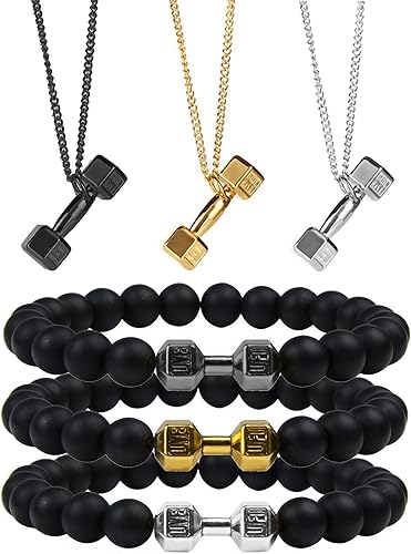 Long tiantian 3 pulseras con peso para hombres y hombres, pulseras pesadas de hierro con mancuernas de hierro, regalos de joyería para rellenar