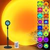 Sunset Table Lamp Projector with Remote, 16 Colors Adjustable 180° Rotation Sunlight with 4 Lighting Modes, USB Charging LED Night Light for Bedroom, Living Room, Photo Selfie Party, Photography