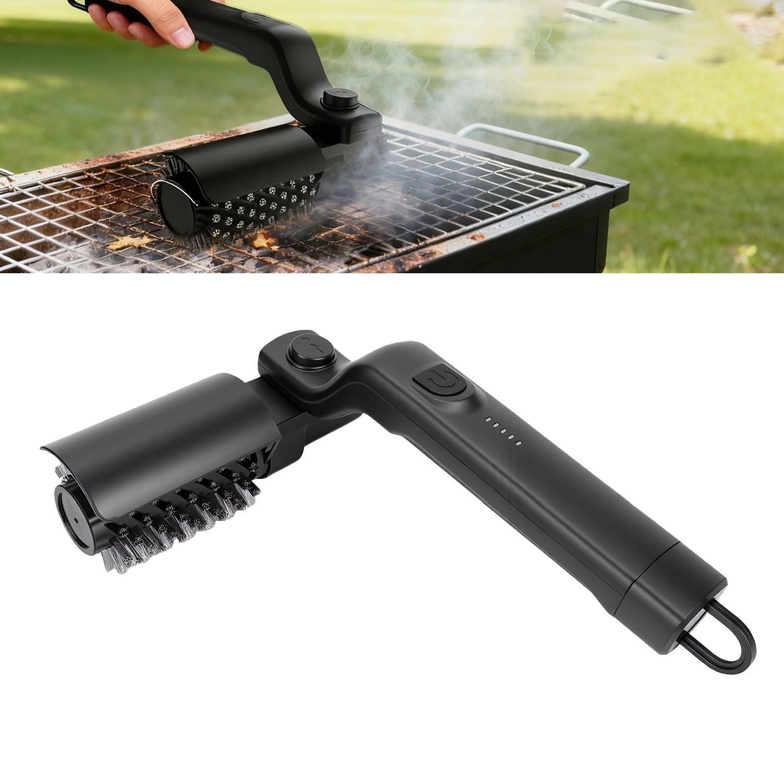 Luocute Spazzola per Griglia Elettrica con Coppia di 20 Kg, Testa Regolabile a 7 Livelli (Spazzola per barbecue nera)