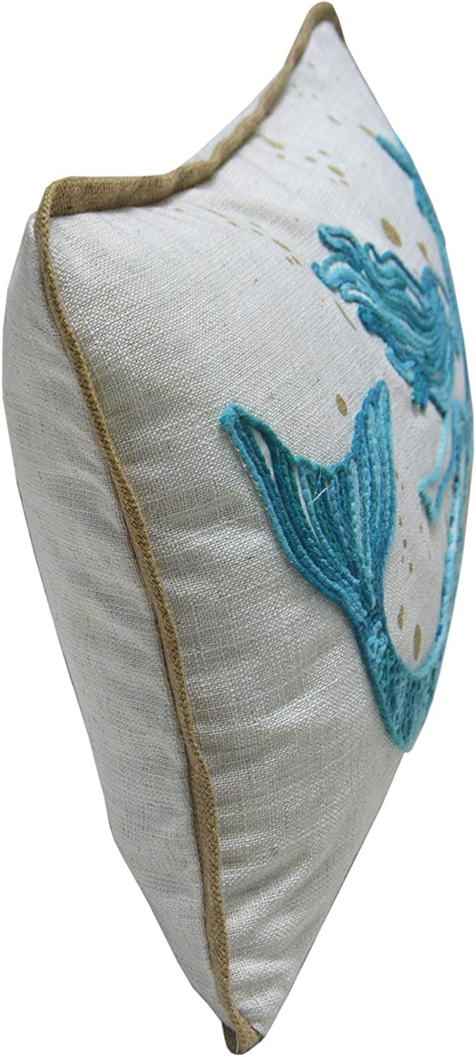 Comfy Hour Under The Sea Collection Ocean Mermaid Starfish Coral Coastal Accent Throw Pillow Cushion for Marine Animal Lovers, Polyester