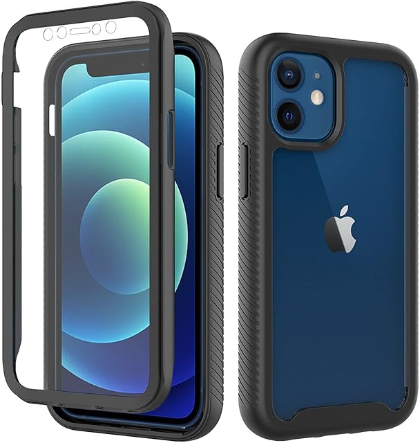 360 case Compatible with iPhone 11 Case, Full Body with Built-in Screen Protector Heavy Duty Protection Shockproof Slim Fit Cover for iPhone 11 (2019) 6.1 Inch - Black/Clear