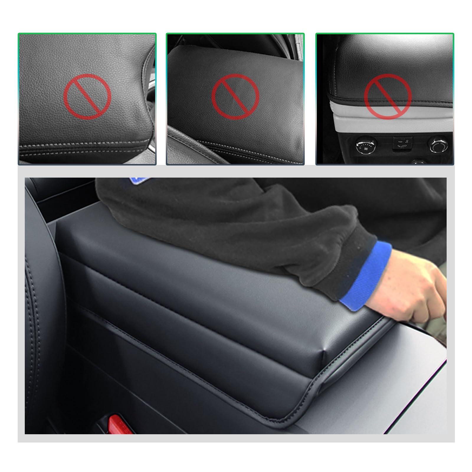 GAFAT Tesla Model 3 2026-2024 Standard & Premium Housse d'Accoudoir, Console Centrale Protection PU Microfibre Cuir Rembourrage, 4 CM Augmente L'épaississement, Tesla Model 3 Accessoires 2025